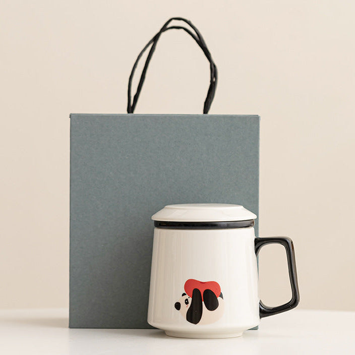 Panda-Teebecher mit Wassertrennung, niedlicher Cartoon-Becher 