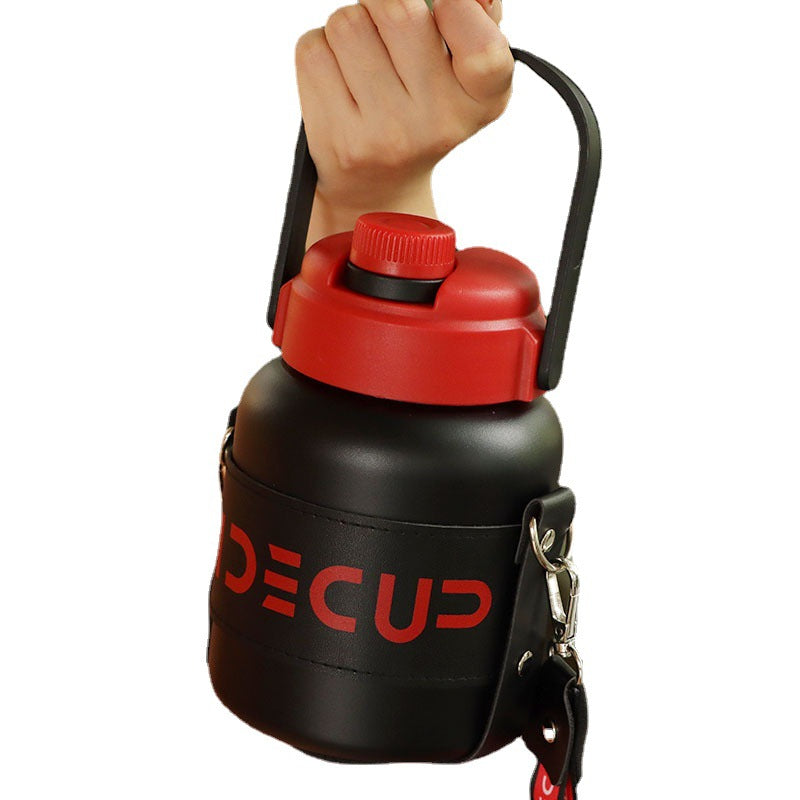 Thermosbecher aus Edelstahl, großes Fassungsvermögen, tragbarer Trinkbecher für draußen mit Strohhalm