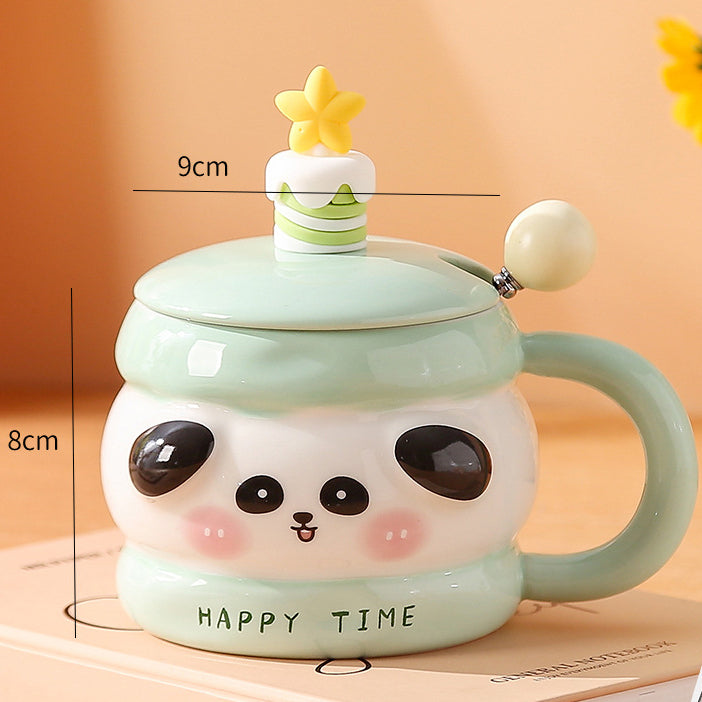 Niedliche Tiertasse, Keramiktasse mit Deckel, Geschenk-Kaffeetasse