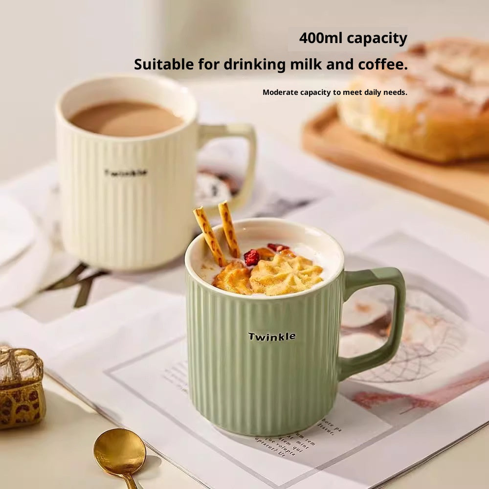 Gestreifter Keramikbecher, Sommer-Pärchen-Kaffeebecher, mikrowellengeeignet 