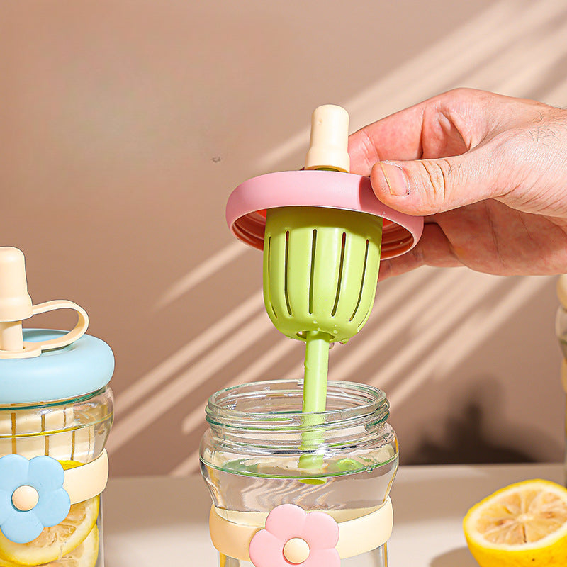 Tee-Wasser-Trennbecher mit Strohhalm, Tee-Zubereitungsbecher für Mädchen 