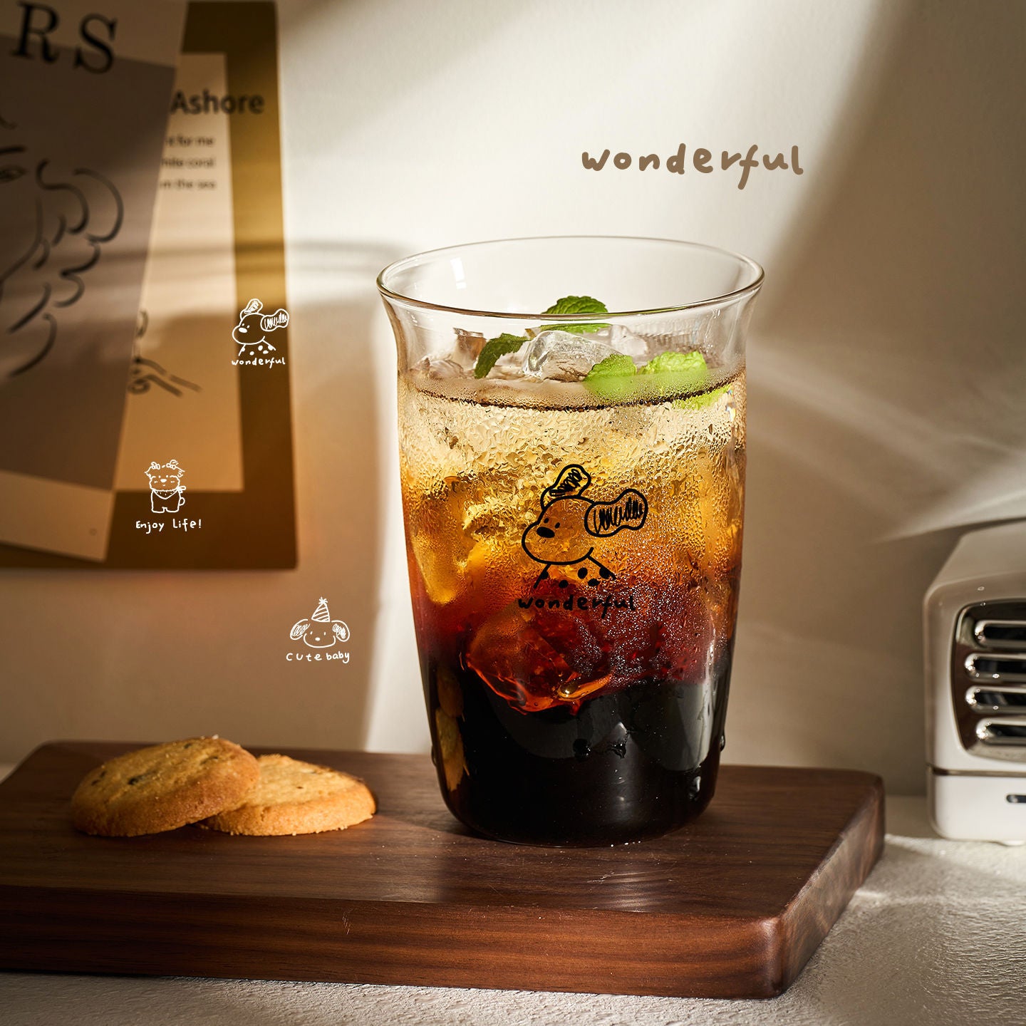 Flip Cup Glasbecher, niedlicher Cartoon-Wasserbecher, Colabecher 