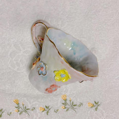 Hand-Sculpted 3D Floral China mug| Hand-painted bow mug| Gift for Her| Customized with your Name, Date | Unique Gift | 250ml (8.8 fl oz)