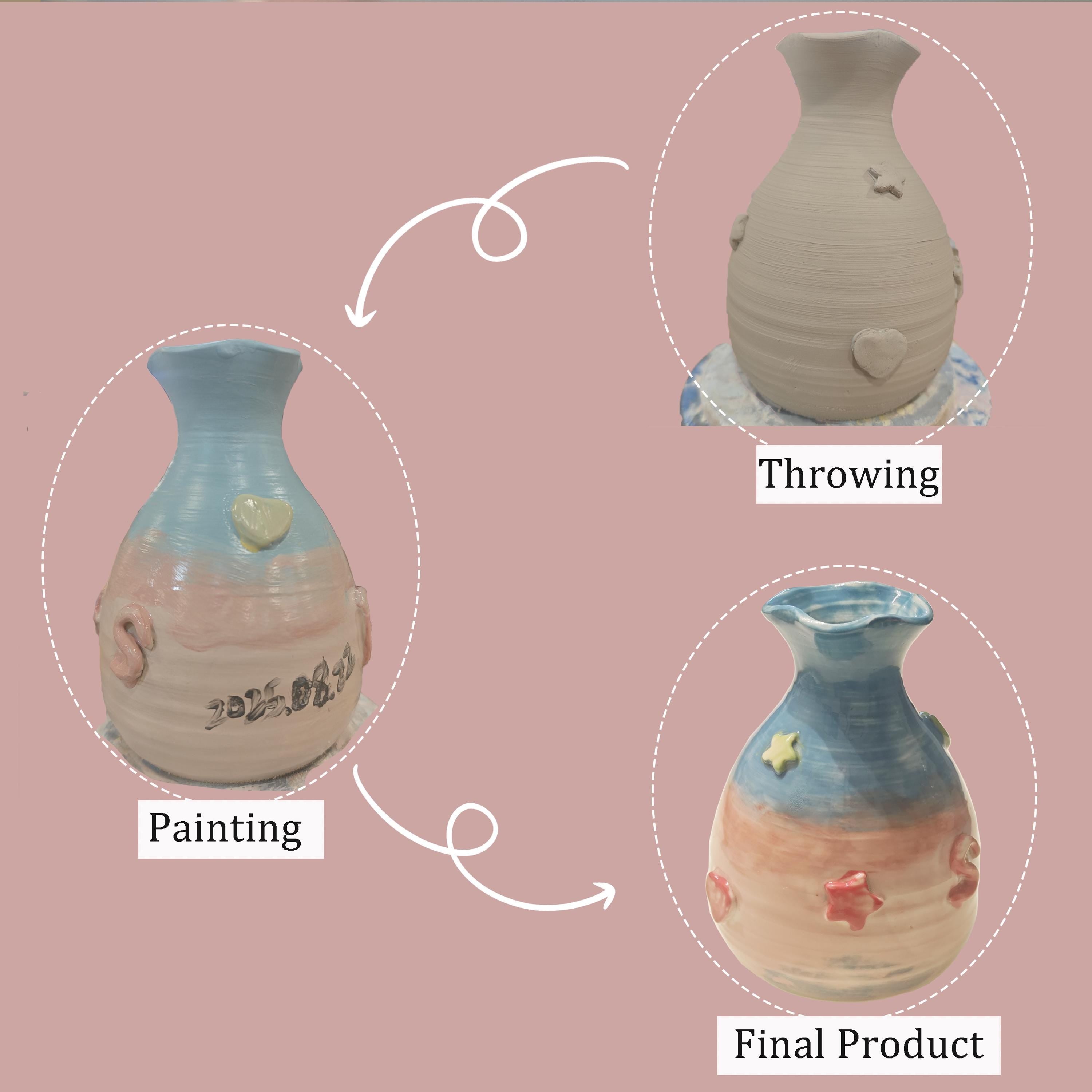 Personalisierte Keramikvase: Einzigartiges Kunstwerk, individuell gestaltete Vase, gedrehte Vase, handgefertigte Blumenvase.