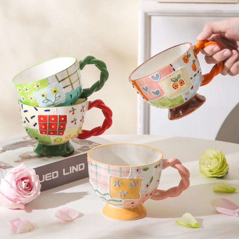 Keramikbecher, Frühstückstasse, handbemalt, kreatives Geschenk 