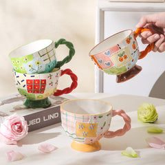 Keramikbecher, Frühstückstasse, handbemalt, kreatives Geschenk 