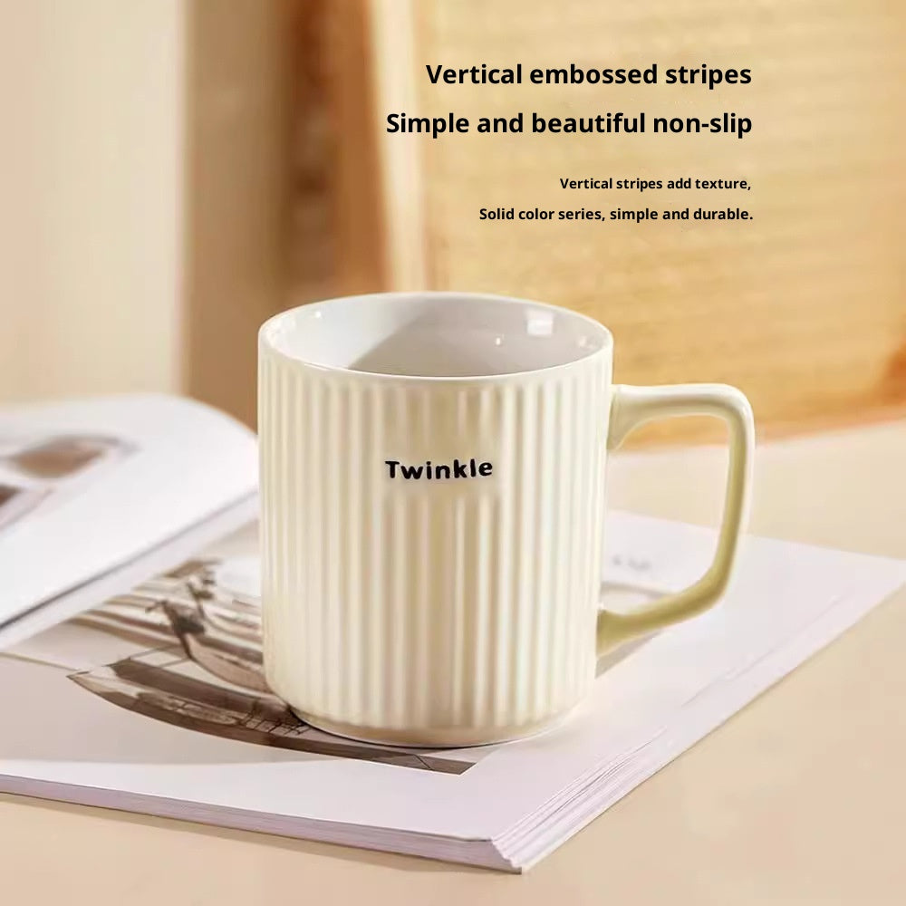Gestreifter Keramikbecher, Sommer-Pärchen-Kaffeebecher, mikrowellengeeignet 