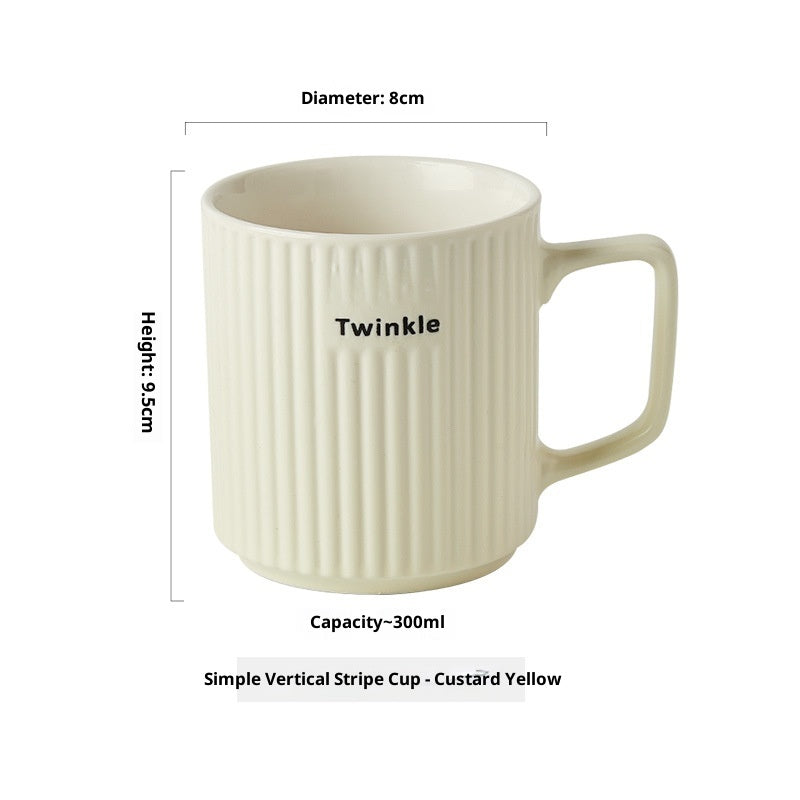 Gestreifter Keramikbecher, Sommer-Pärchen-Kaffeebecher, mikrowellengeeignet 
