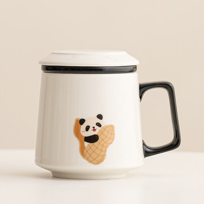 Panda-Teebecher mit Wassertrennung, niedlicher Cartoon-Becher 