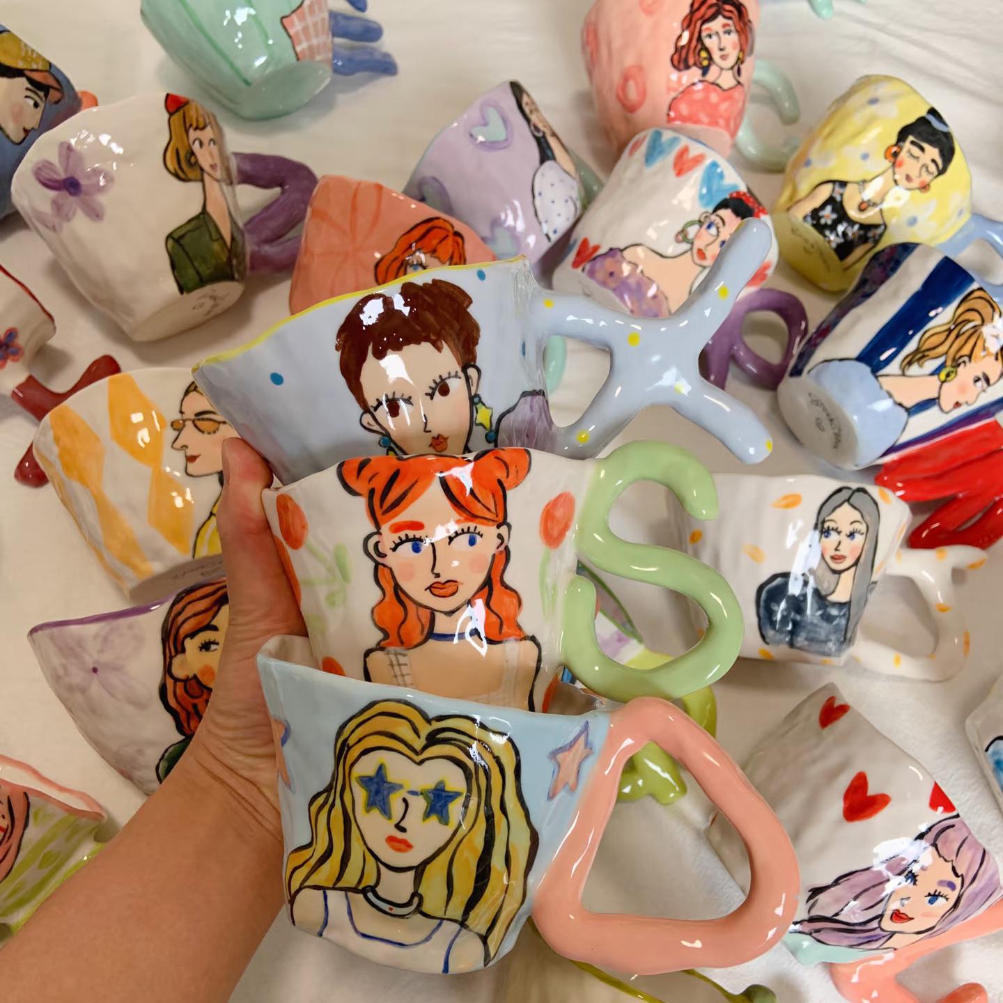 Custom Cartoon Portrait Mug| Funny Caricature Gift from Photo| Personalized with Initial Letter | Unique Personalized Gift for Him Her