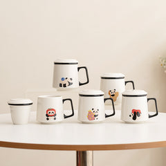 Panda-Teebecher mit Wassertrennung, niedlicher Cartoon-Becher 