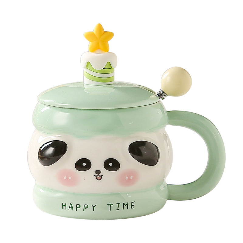 Niedliche Tiertasse, Keramiktasse mit Deckel, Geschenk-Kaffeetasse