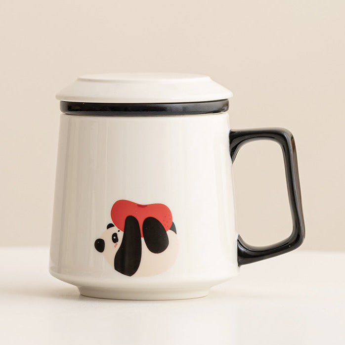 Panda-Teebecher mit Wassertrennung, niedlicher Cartoon-Becher 