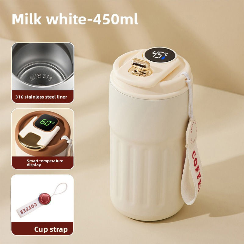 Intelligente Temperaturanzeige, isolierter Edelstahlbecher, tragbarer Kaffeebecher, einfach