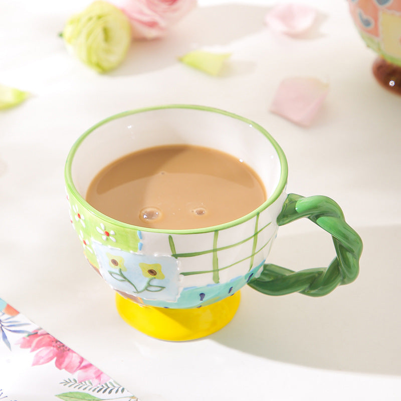 Keramikbecher, Frühstückstasse, handbemalt, kreatives Geschenk 