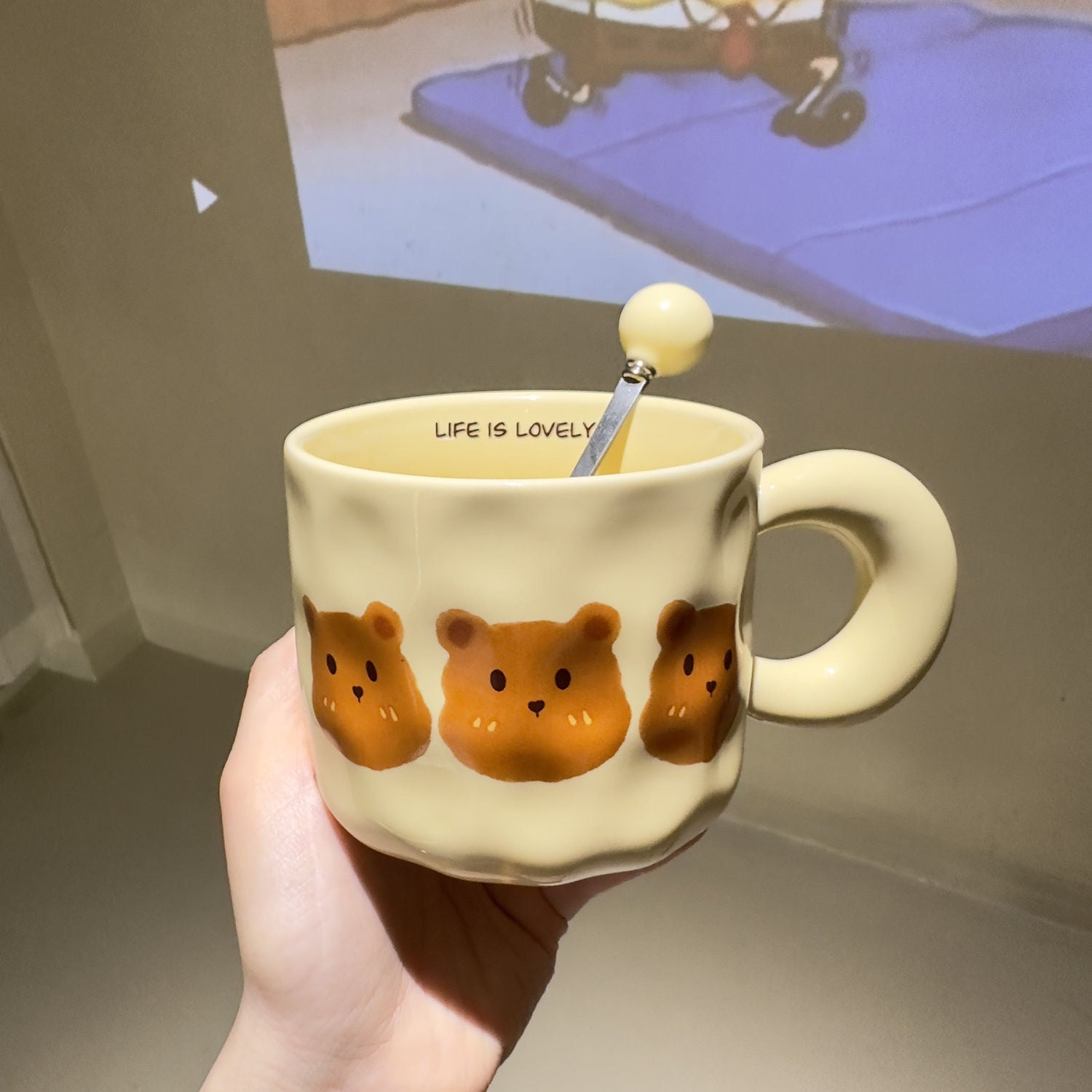 Bärenbecher mit dickem Henkel, Keramiktasse mit großem Fassungsvermögen 