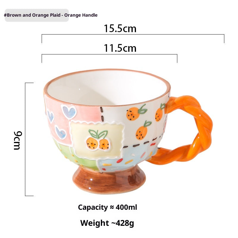 Keramikbecher, Frühstückstasse, handbemalt, kreatives Geschenk 