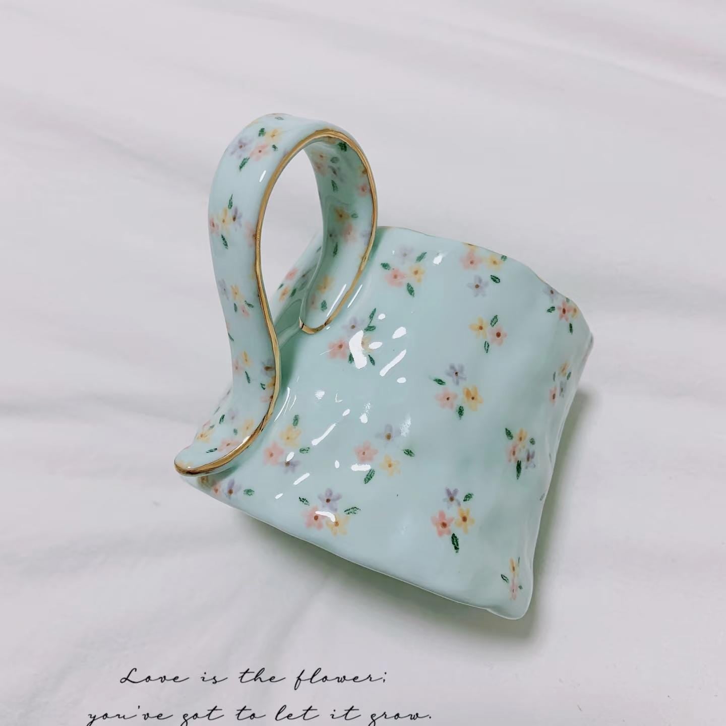 Personalised Glazed porcelain Mug| Unique Hand-Painted Cup| Blue Coffee Cup