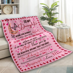 Personalized Daughter Blanket, Custom Name Gift Valentine's Day Gifts for Daughter Pink Butterfly Blanket for Daughter Mom to Daughter Gift (P000)