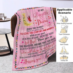 Personalized Blanket for Daughter - Pink with Butterflies - Custom Name & Loving Words - Perfect Valentine's Day Gift (P000)