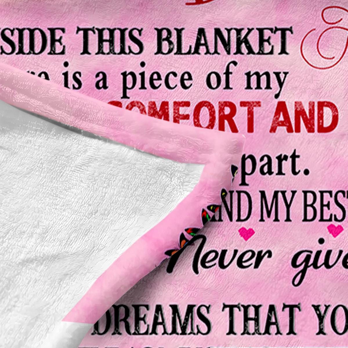Personalized Blanket for Daughter - Pink with Butterflies - Custom Name & Loving Words - Perfect Valentine's Day Gift (P000)