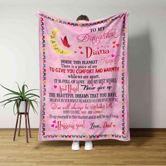 Personalized Blanket for Daughter - Pink with Butterflies - Custom Name & Loving Words - Perfect Valentine's Day Gift (P000)