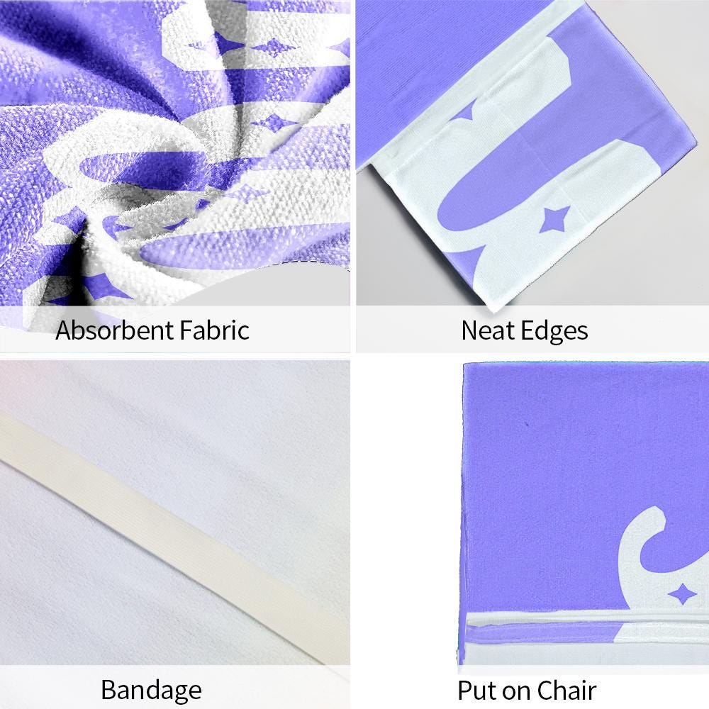 Customized Beach Towel Personalized Beach Chair Cover with Side Pockets, Thick Quick Dry Custom Name Chaise Lounge Chair Towel Cover (P012)