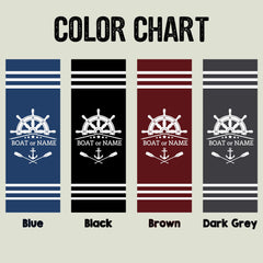 Boat Rudder Anchor Beach Towel Personalized Beach Chair Cover with Side Pockets, Thick Quick Dry Custom Name Chaise Lounge Chair Towel Cover (P000)