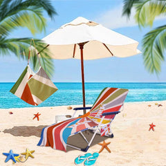 Customized Beach Towel Personalized Beach Chair Cover with Side Pockets, Thick and Quick Dry Custom Name Chaise Lounge Chair Towel Cover (P001)