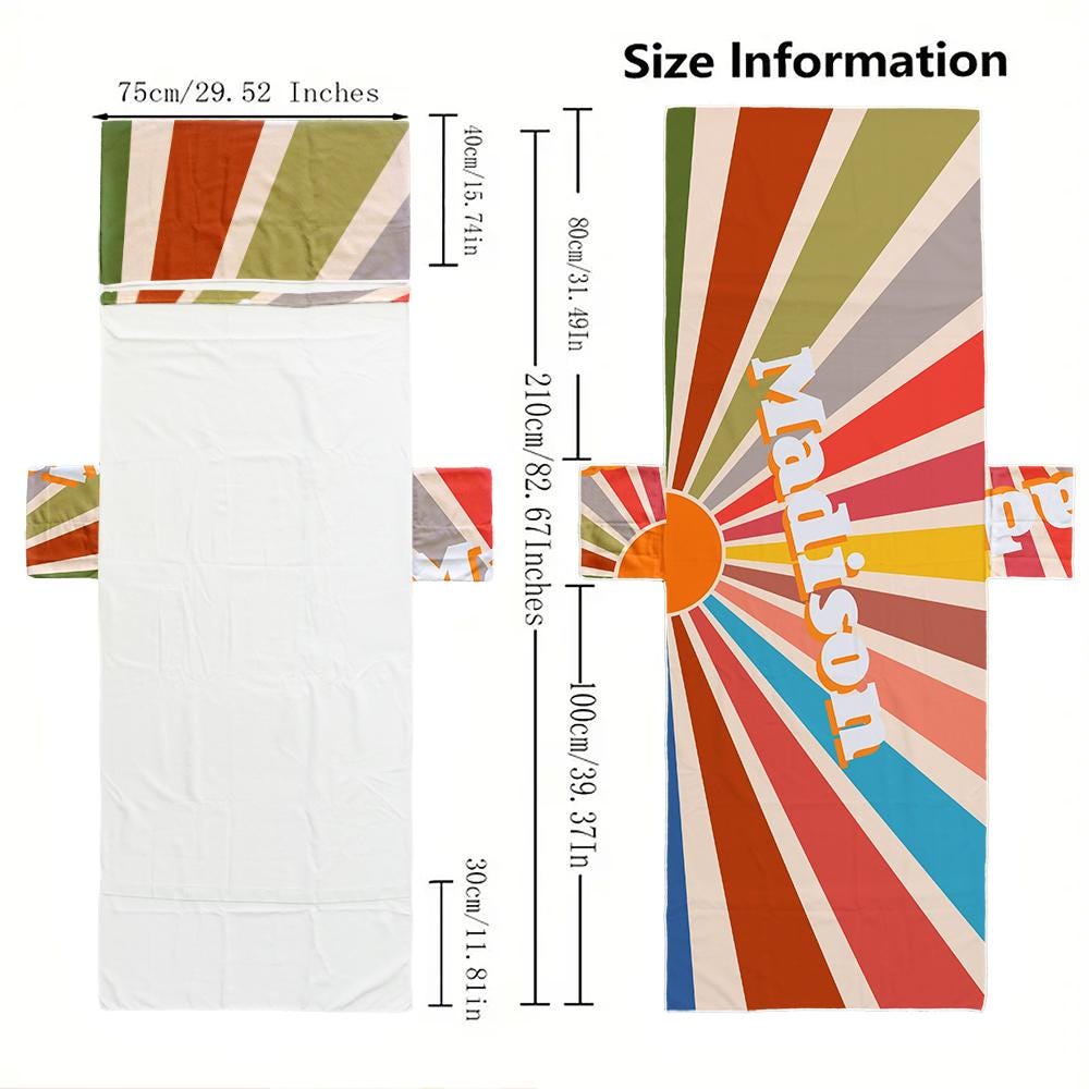 Customized Beach Towel Personalized Beach Chair Cover with Side Pockets, Thick and Quick Dry Custom Name Chaise Lounge Chair Towel Cover (P001)