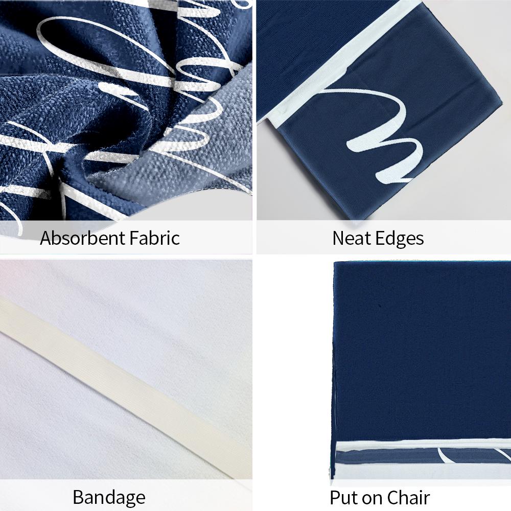 Couple Wifey and Hubby Customized Beach Towel Personalized Beach Chair Cover with Side Pockets, Custom Name Chaise Lounge Chair Towel Cover (P000)