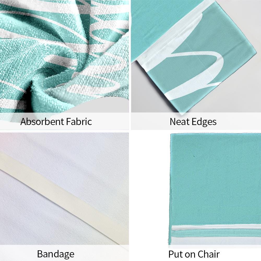 Couple Wifey and Hubby Customized Beach Towel Personalized Beach Chair Cover with Side Pockets, Custom Name Chaise Lounge Chair Towel Cover (P002)