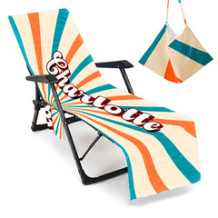 Personalized Pool Chair Cover with Pockets: Microfiber Beach Towel (P000)