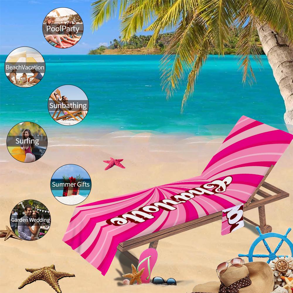 Personalized Pool Chair Cover Towel: Microfiber Beach Lounge with Pockets (P000)