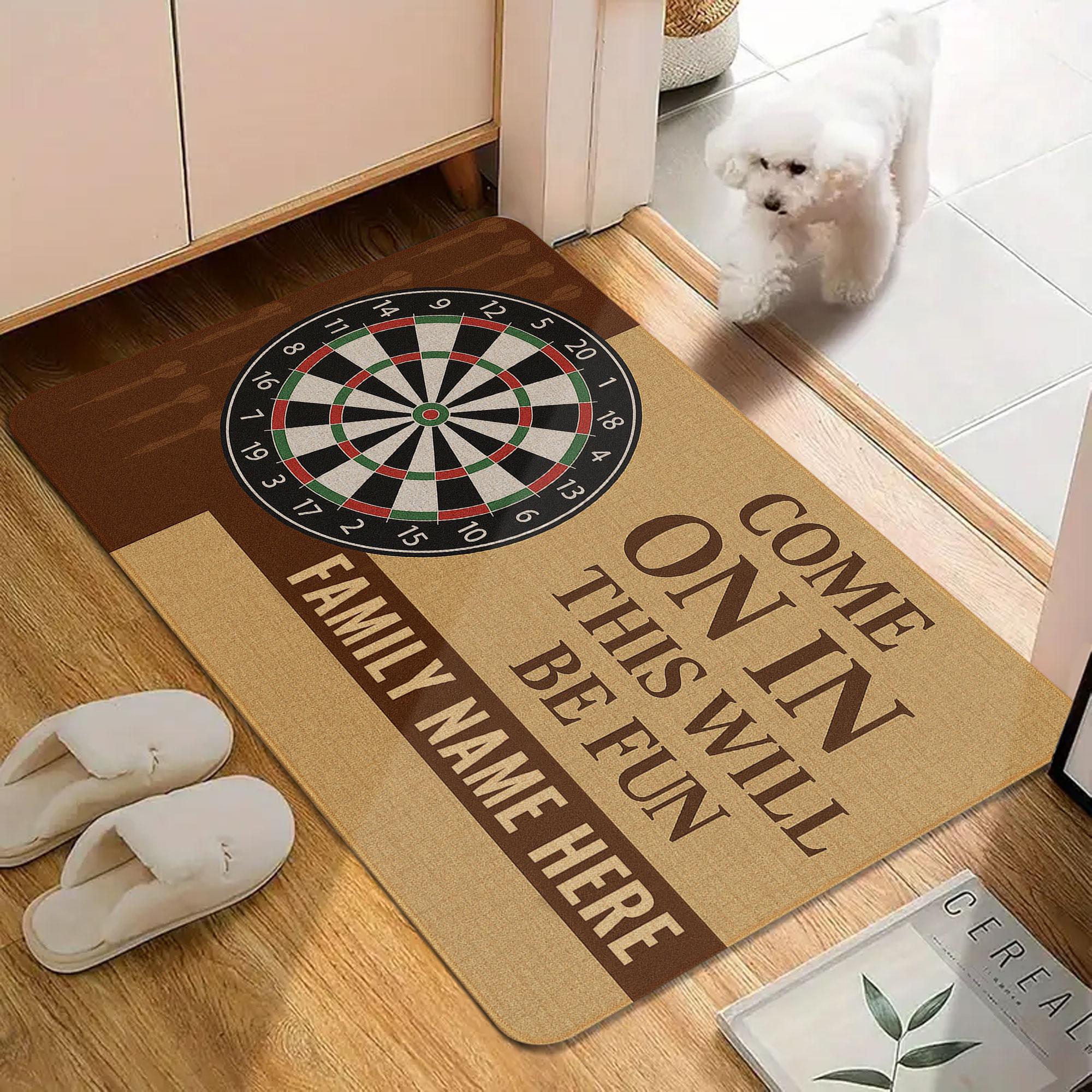 Custom Dartboard Doormat: Personalized Game Room Decor (P000)