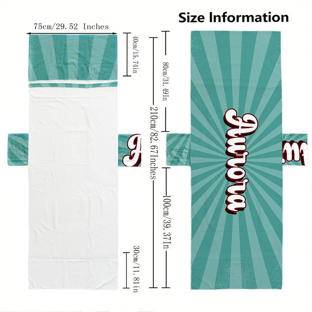 Personalized Microfiber Beach Chair Cover: Pool Lounge Towel with Pockets (P000)