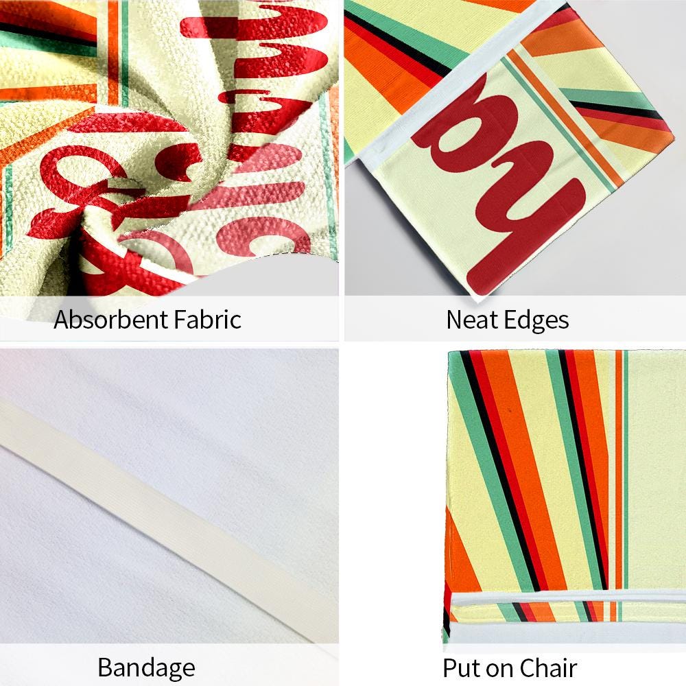 Personalized Beach Chair Cover: Microfiber Towel with Pockets (P000)