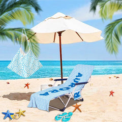 Personalized Microfiber Beach Chair Cover with Pockets: Pool Lounge Towel (P001)