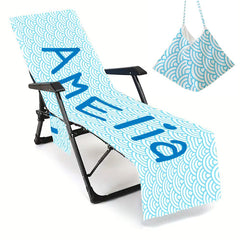 Personalized Microfiber Beach Chair Cover with Pockets: Pool Lounge Towel (P000)