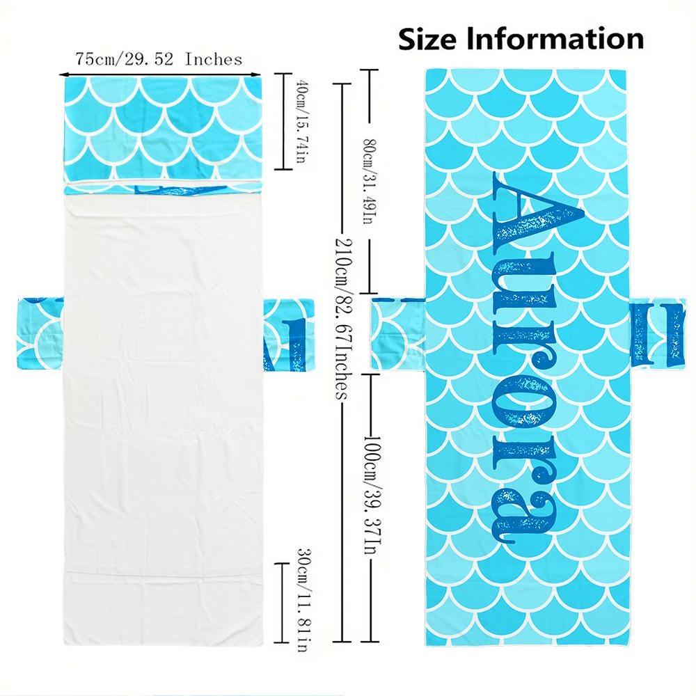 Personalized Microfiber Beach Chair Cover with Pockets: Pool Lounge Towel (P001)