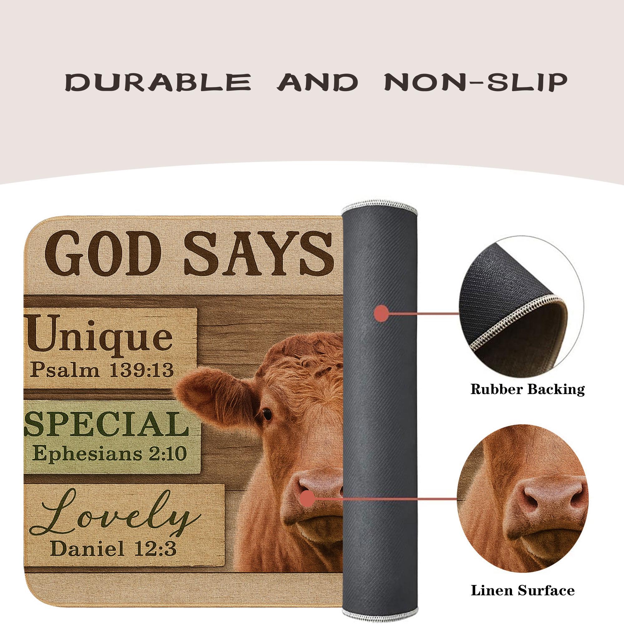 Christian Cow Doormat: Farmhouse Faith Entry Mat (P000)