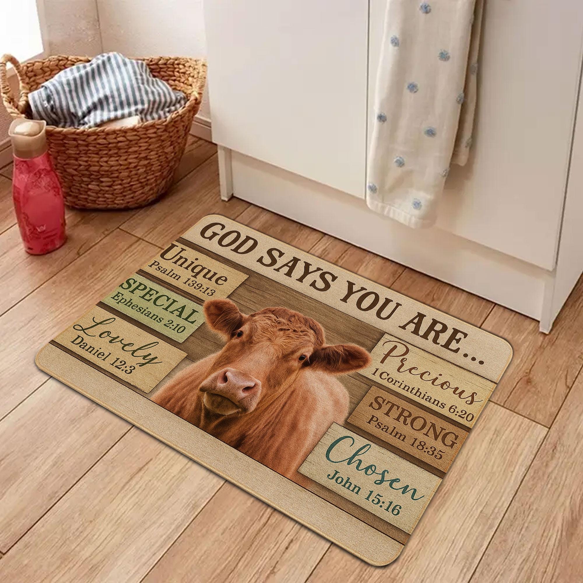 Christian Cow Doormat: Farmhouse Faith Entry Mat (P000)