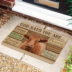 Christian Cow Doormat: Farmhouse Faith Entry Mat (P000)