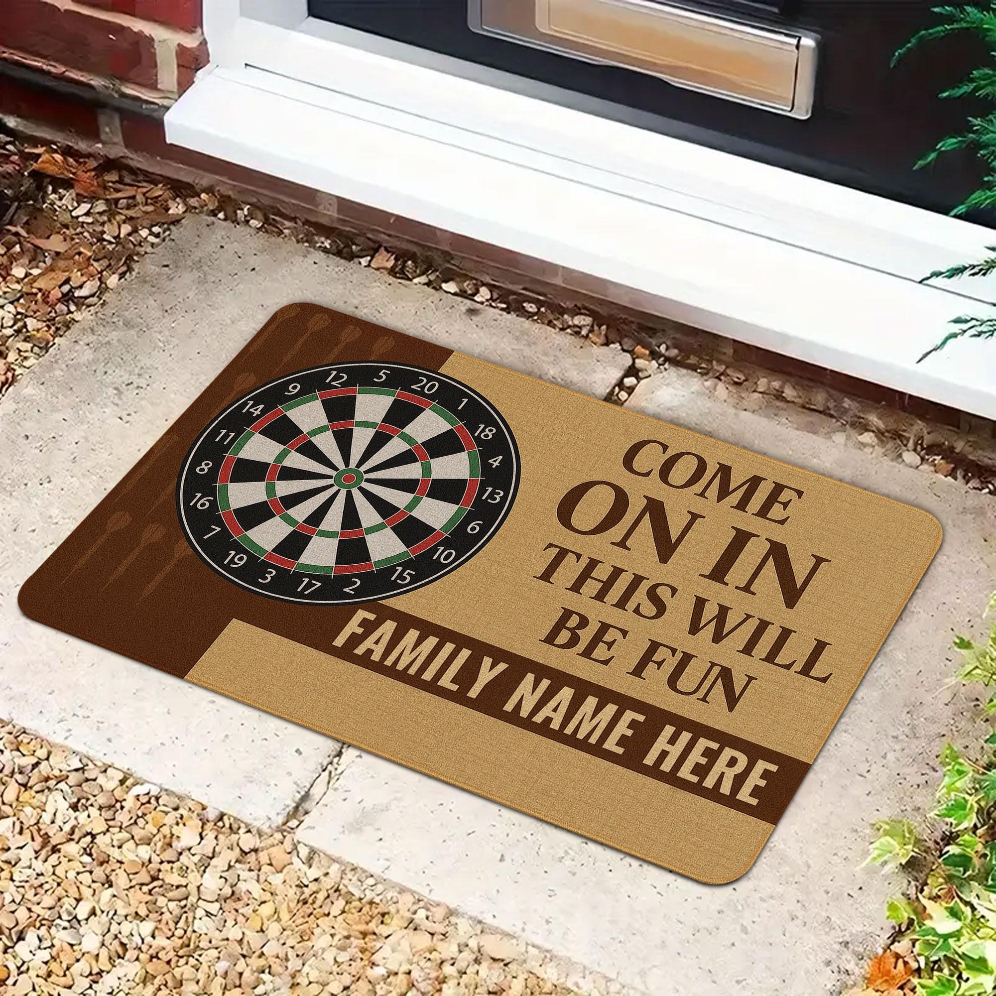 Custom Dartboard Doormat: Personalized Game Room Decor (P000)