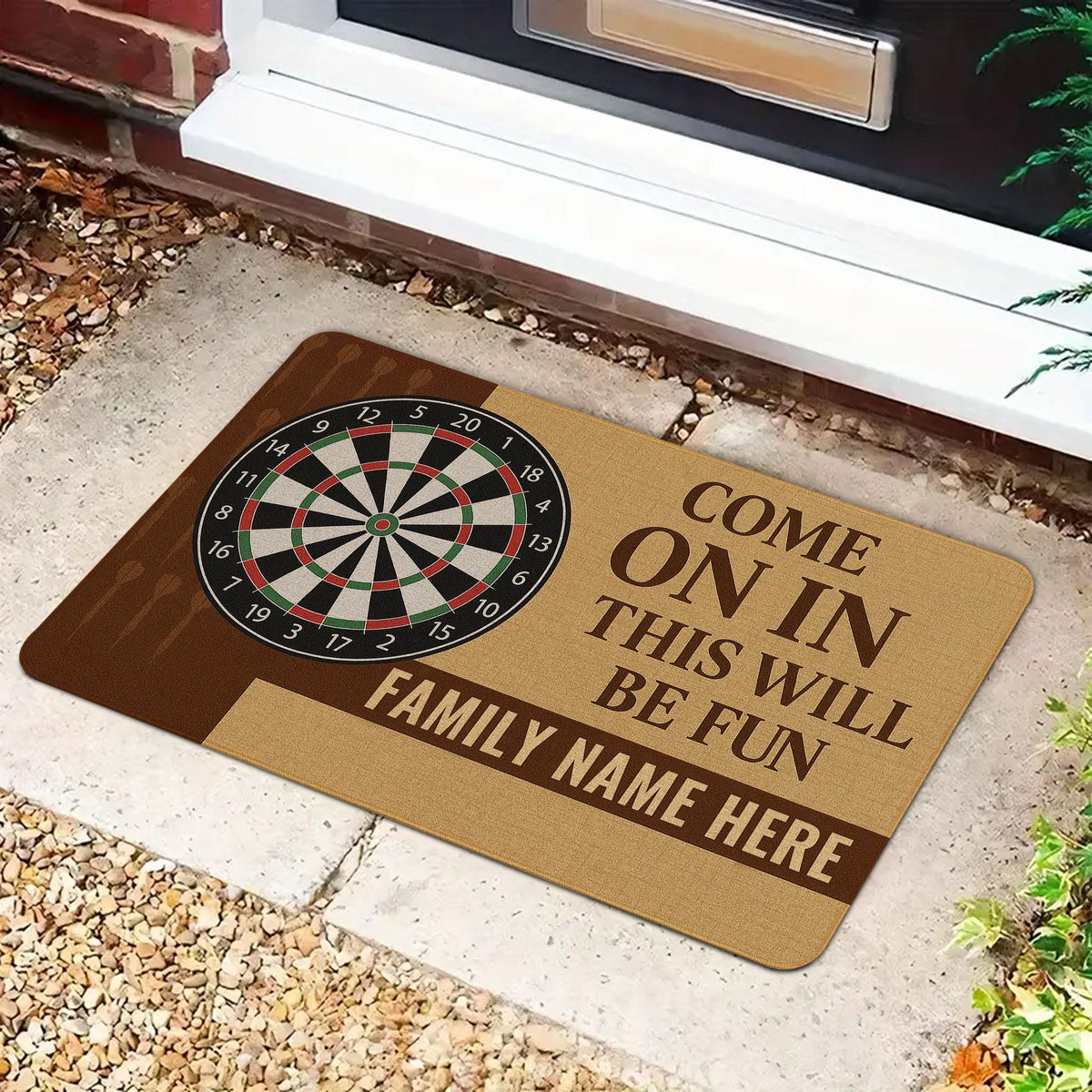 Custom Dartboard Doormat: Personalized Game Room Decor (P000)