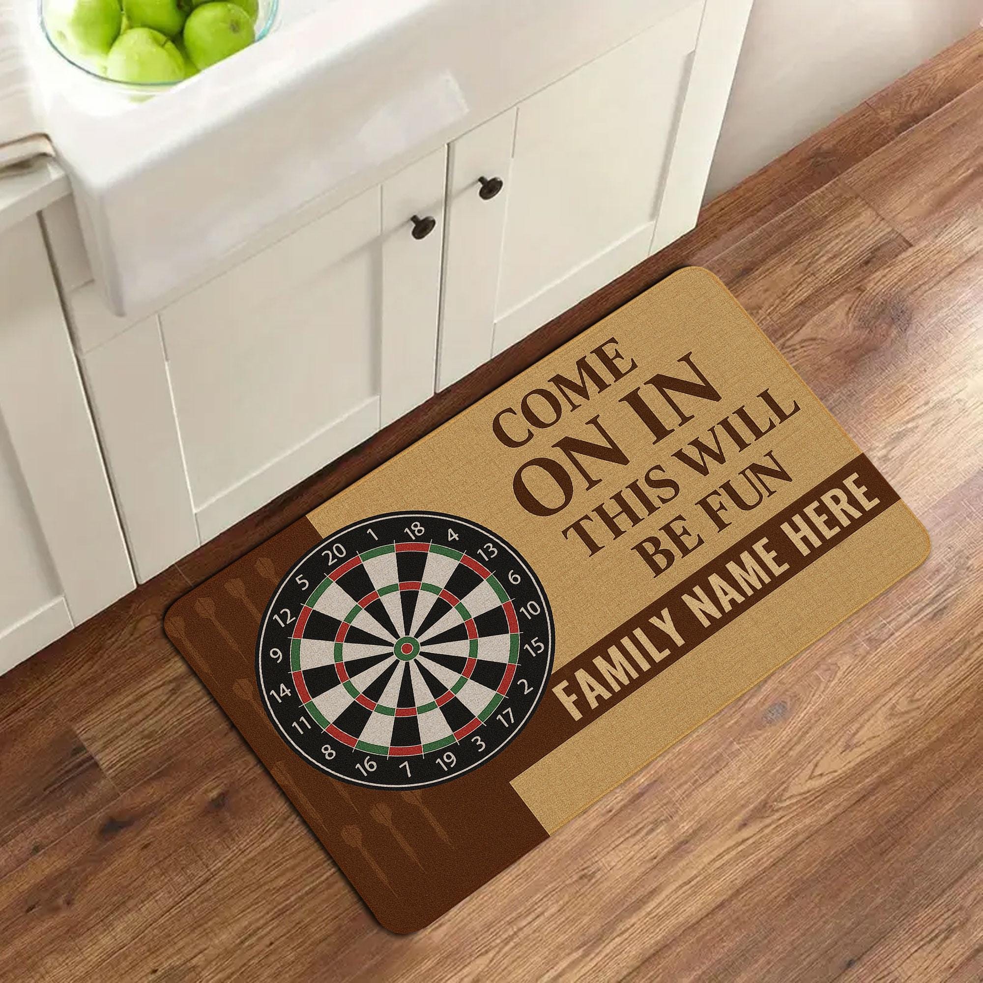 Custom Dartboard Doormat: Personalized Game Room Decor (P000)