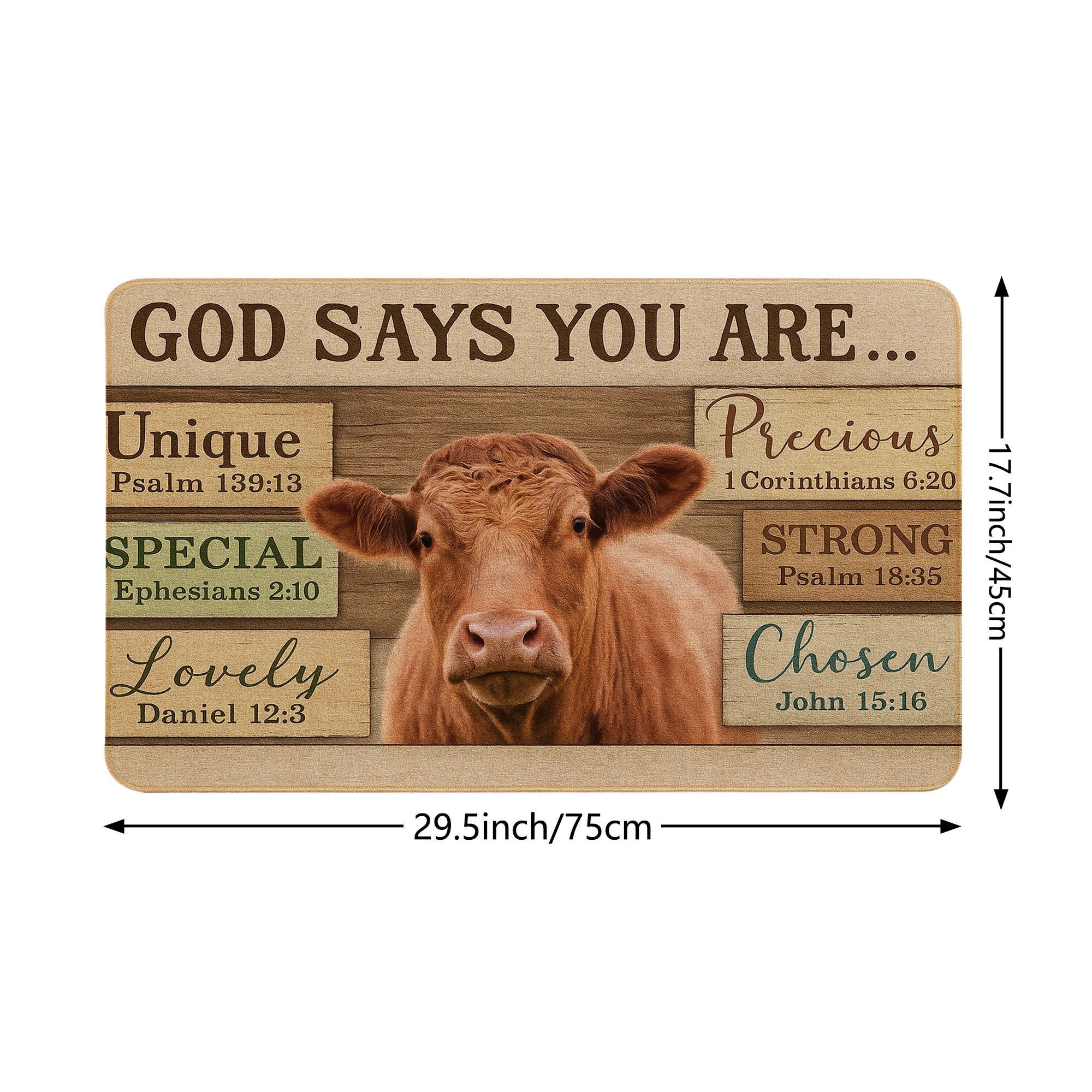 Christian Cow Doormat: Farmhouse Faith Entry Mat (P000)