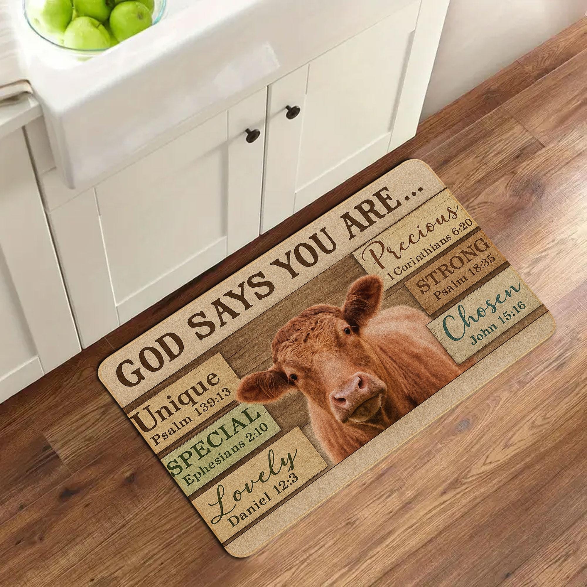 Christian Cow Doormat: Farmhouse Faith Entry Mat (P000)