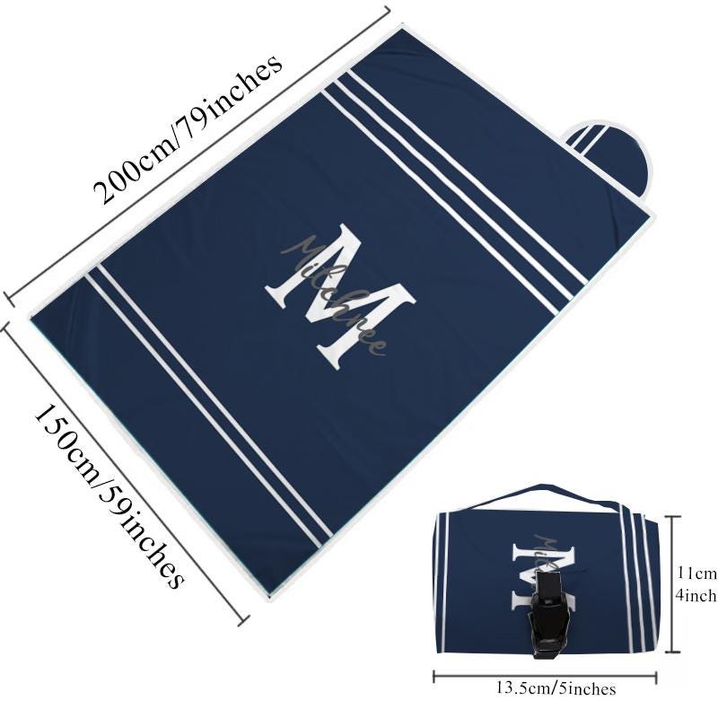 Custom Name Picnic Blanket, Waterproof & Packable, Personalized Colorful Outdoor Mat for Camping, Beach, Festivals (P000)