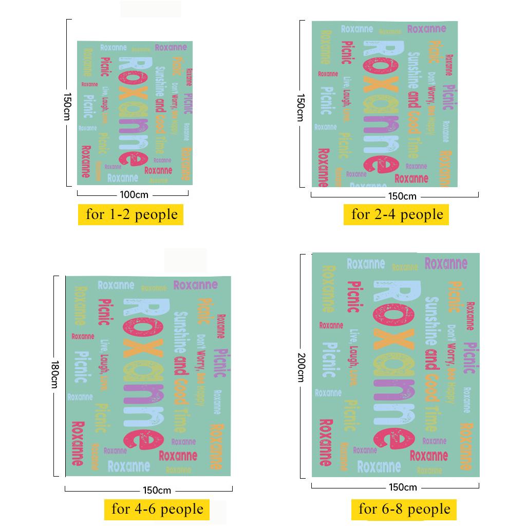 Custom Name Picnic Blanket, Waterproof & Packable, Personalized Colorful Outdoor Mat for Camping, Beach, Festivals (P001)